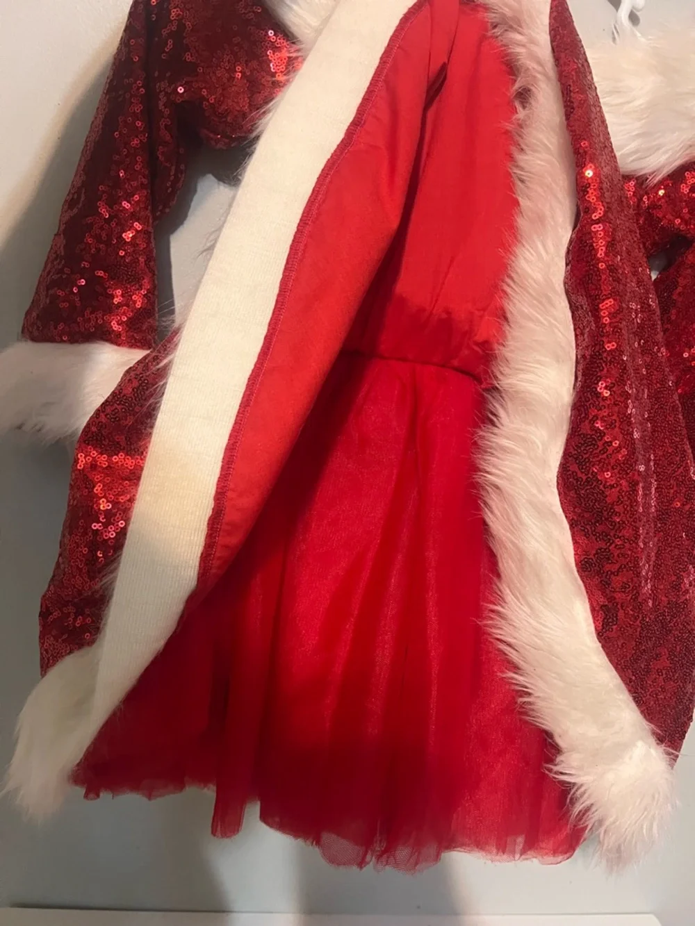 Holiday Sparkle Red Sequin Santa Dress for Kids